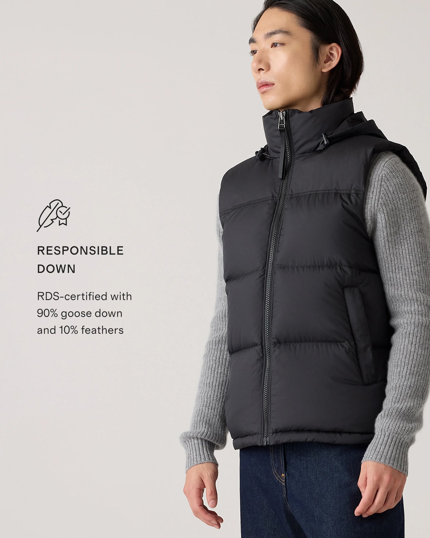 Responsible Down Puffer Vest - S / Carbon Grey