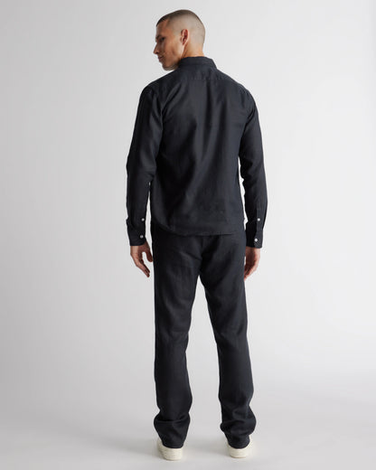 100% European Linen Relaxed Long Sleeve Shirt - XS / Flax