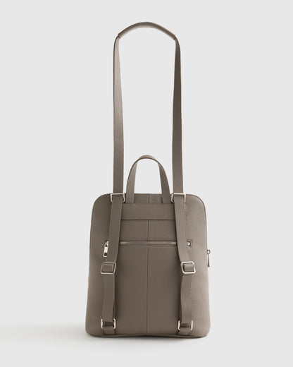 Italian Leather Convertible Backpack - One Size / Black