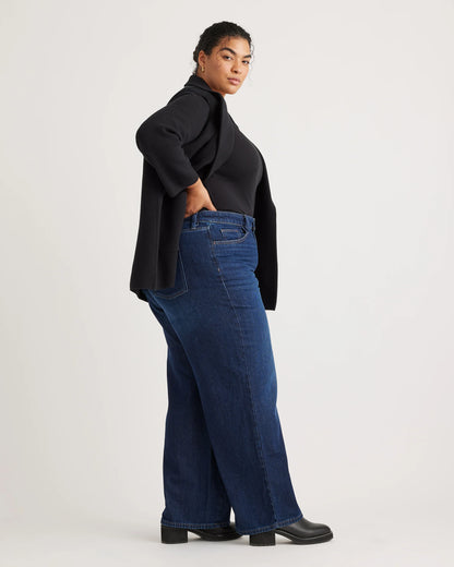 100% Organic Cotton Knit Blazer - 1X / Navy