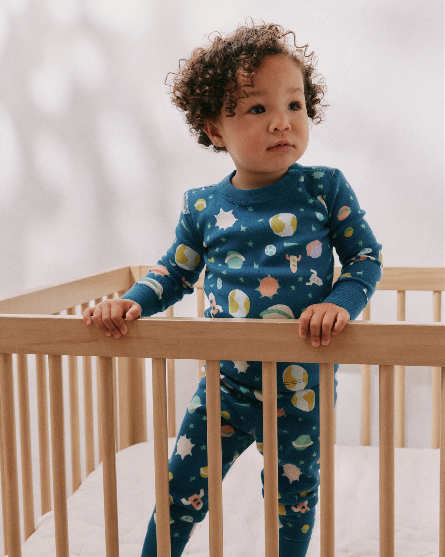 100% Organic Cotton Long Sleeve and Pant Pajama Set - 12-18M / Navy Stripe