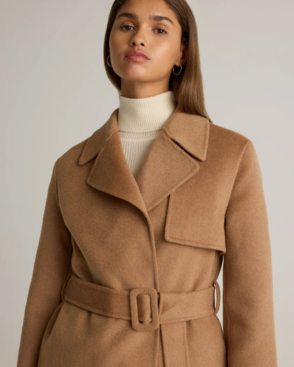 Double-Faced Merino Wool Trench Coat - XS / Caramel