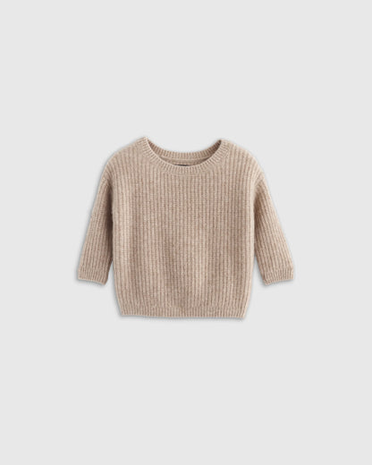 Washable Cashmere Fisherman Tunic Sweater - 3-6M / Heather Grey