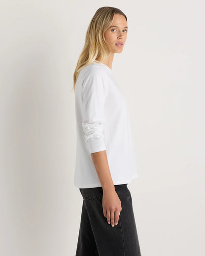 100% Organic Cotton Long Sleeve Swing Tee - XS / Classic White
