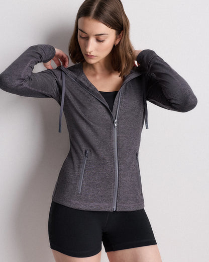 Ultra-Soft Slim Fit Hooded Jacket - XS / Heather Black