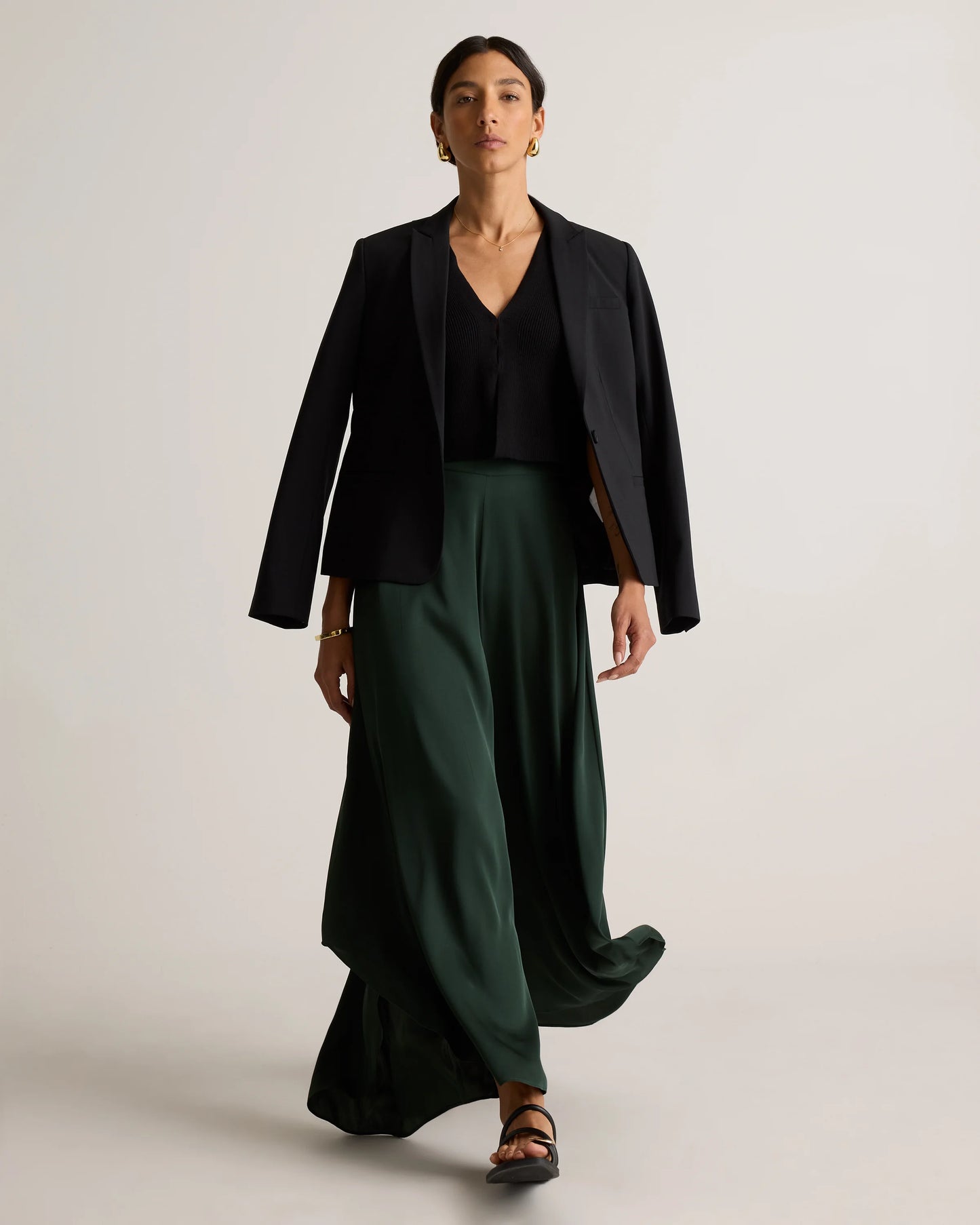 Washable Stretch Silk Palazzo Pants - XS / Black