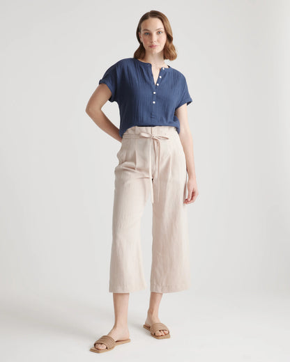 100% Organic Cotton Gauze Roll Sleeve Shirt - XS / Spiced Orange