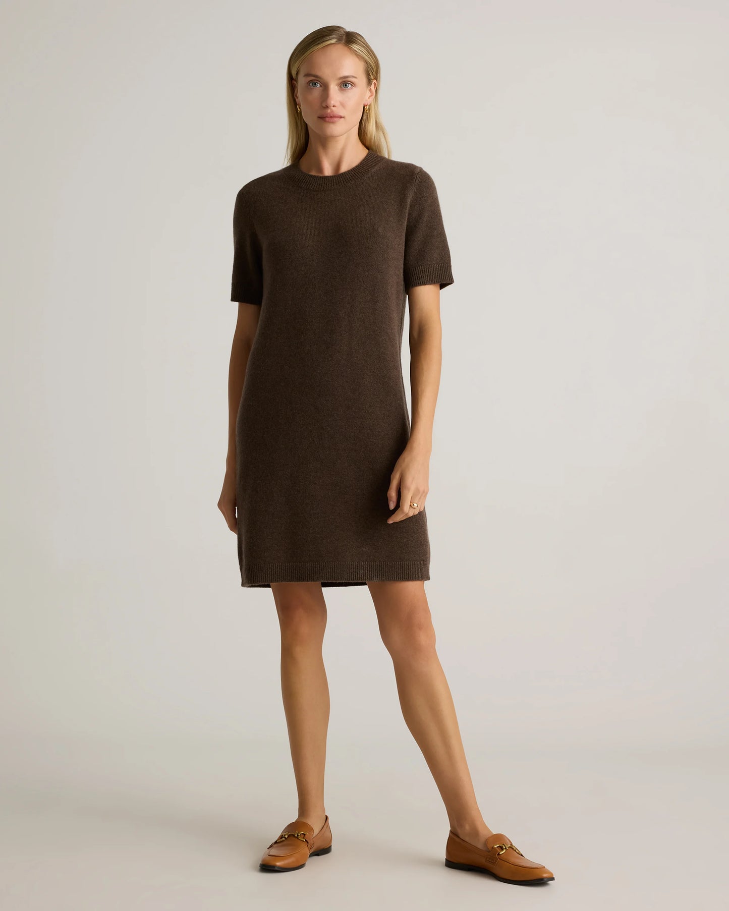 Mongolian Cashmere Short Sleeve Mini Dress - XS / Faded Denim