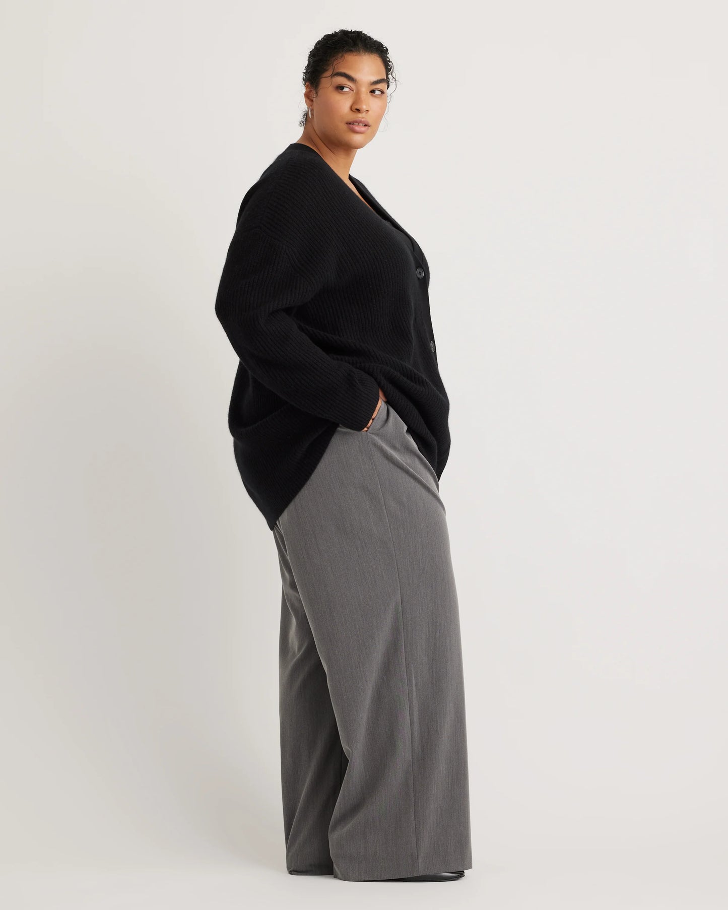 Mongolian Cashmere Oversized Boyfriend Cardigan Sweater - 1X / Camel
