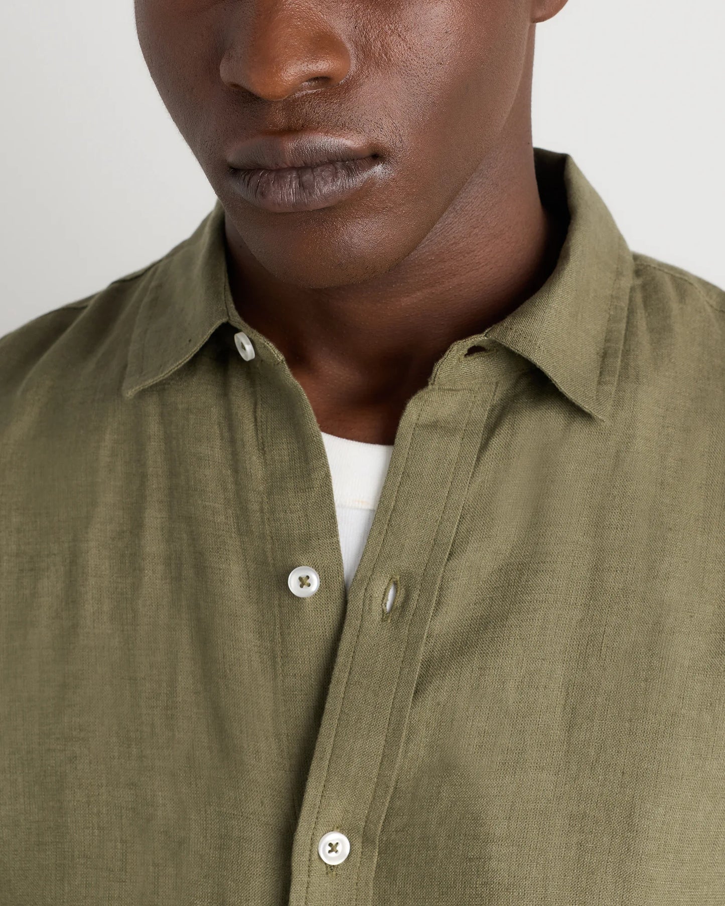 100% European Linen Relaxed Short Sleeve Shirt - XS / Taupe Brown Chambray