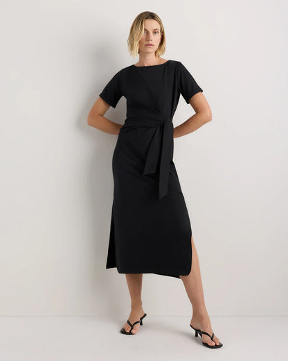 Stretch Cotton Jersey Side Tie Midi Dress - XS / Spiced Orange