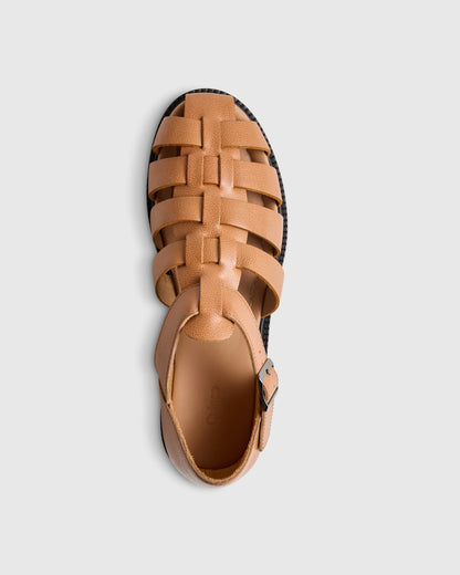 Calfskin Leather Fisherman Sandal - 7 / Black
