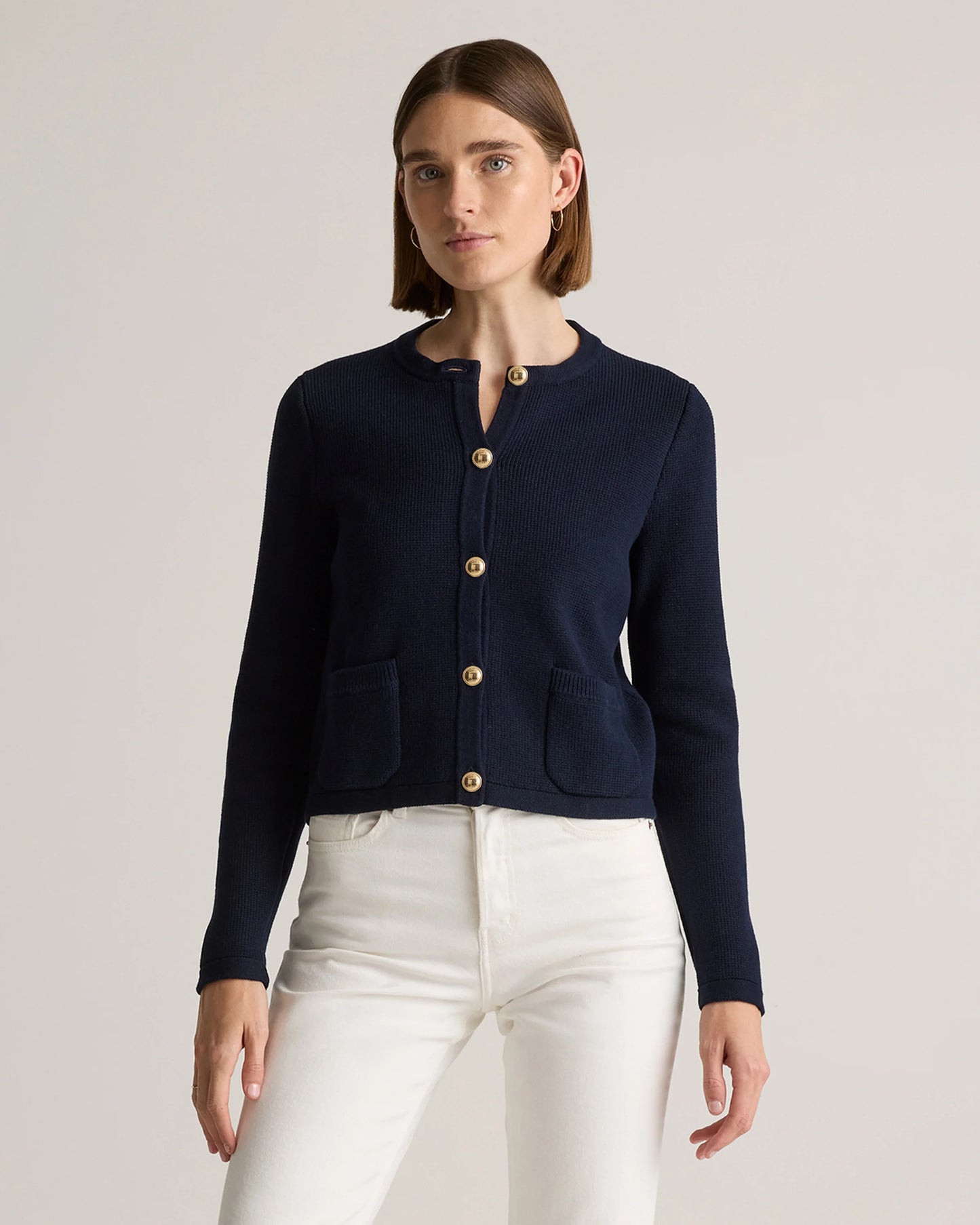100% Organic Cotton Sweater Jacket - XS / Black/Ivory Colorblock