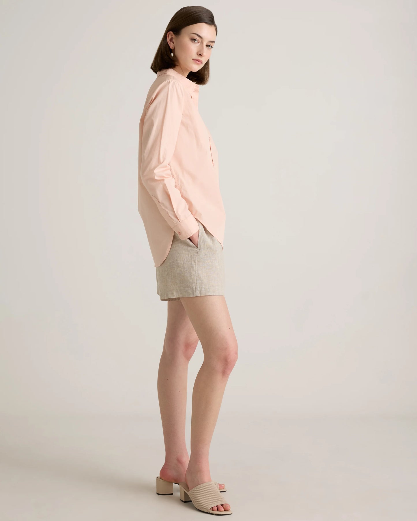 100% Organic Cotton Poplin Long Sleeve Shirt - XS / Delta Blue Double Stripe