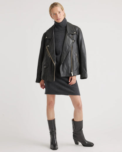 Mongolian Cashmere Turtleneck Sweater Dress - XS / Moss