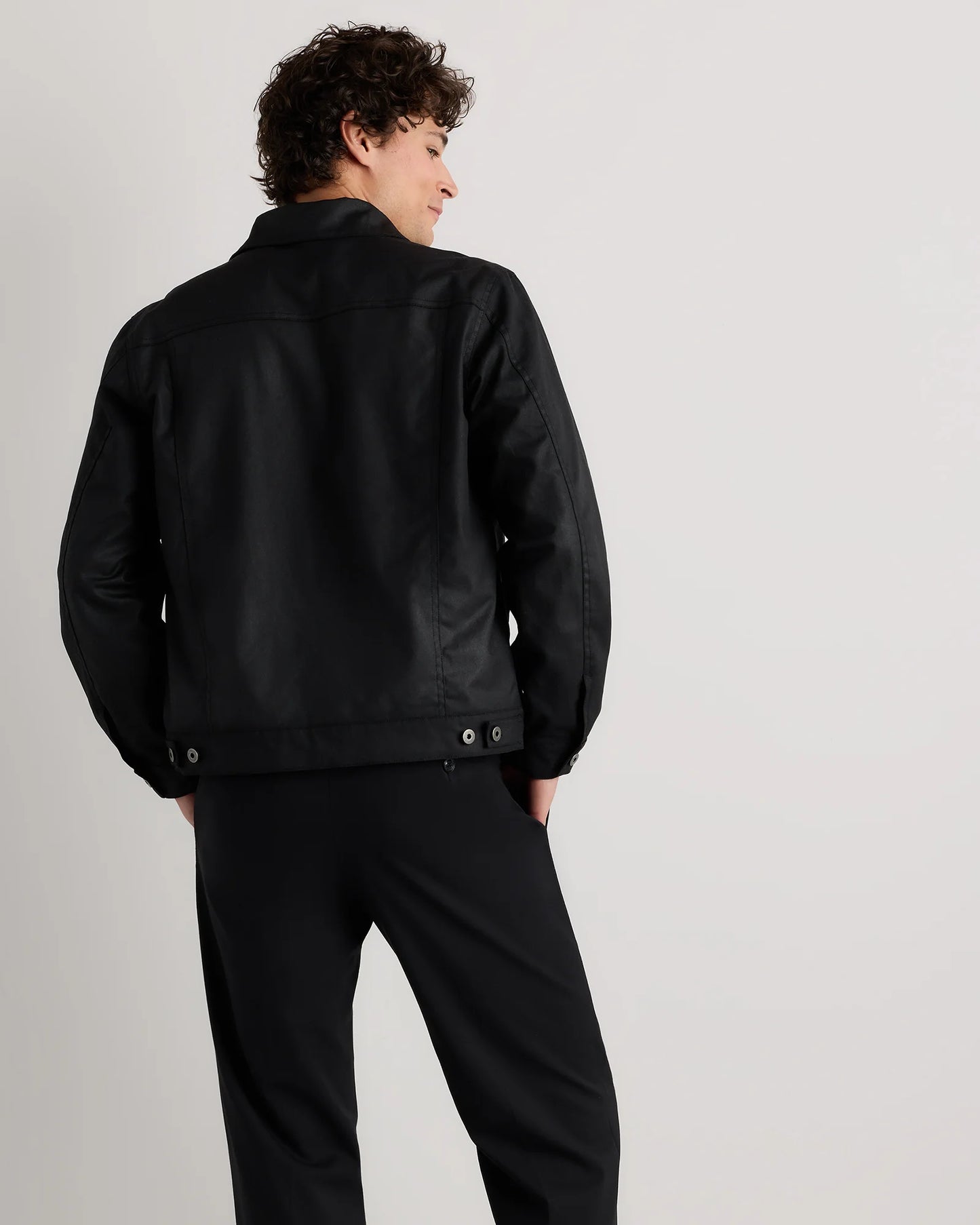 Organic Waxed Canvas Trucker Jacket - S / Black
