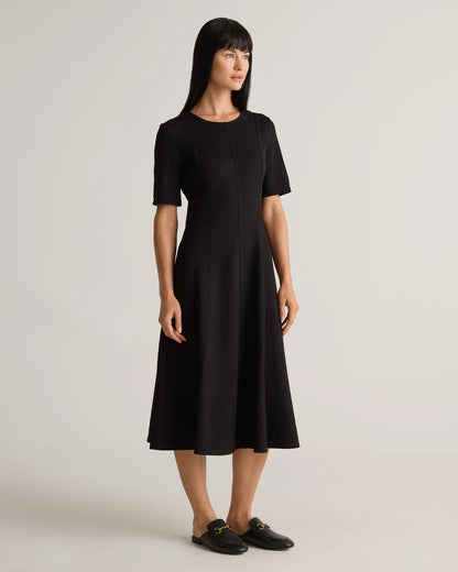 Ultra-Stretch Ponte Short Sleeve Midi Dress - XS / Ruby Red