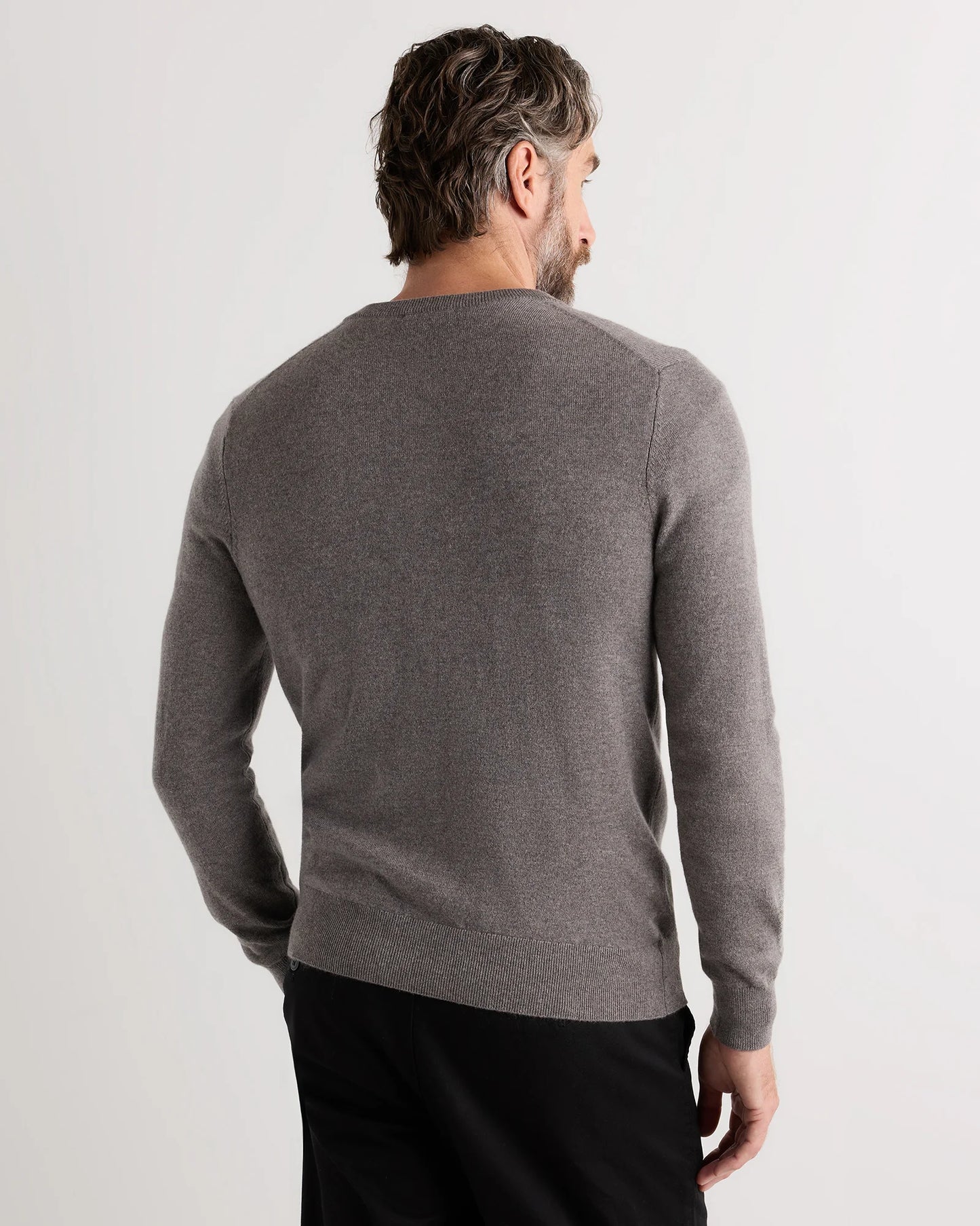 Mongolian Cashmere Henley Sweater - S / Brown