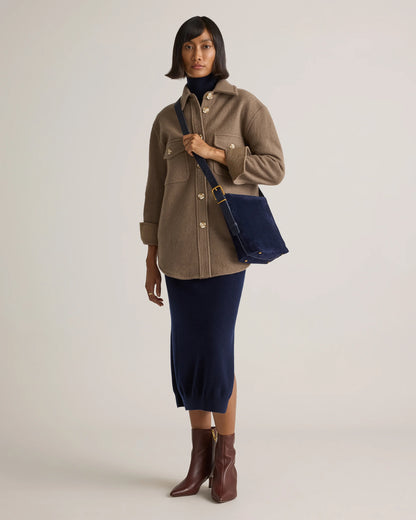 Italian Suede Bucket Crossbody - One Size / Sand