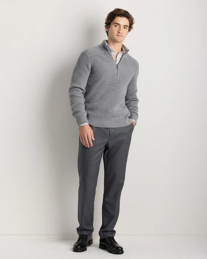 Australian Merino Wool Half Zip Sweater - S / Heather Bone