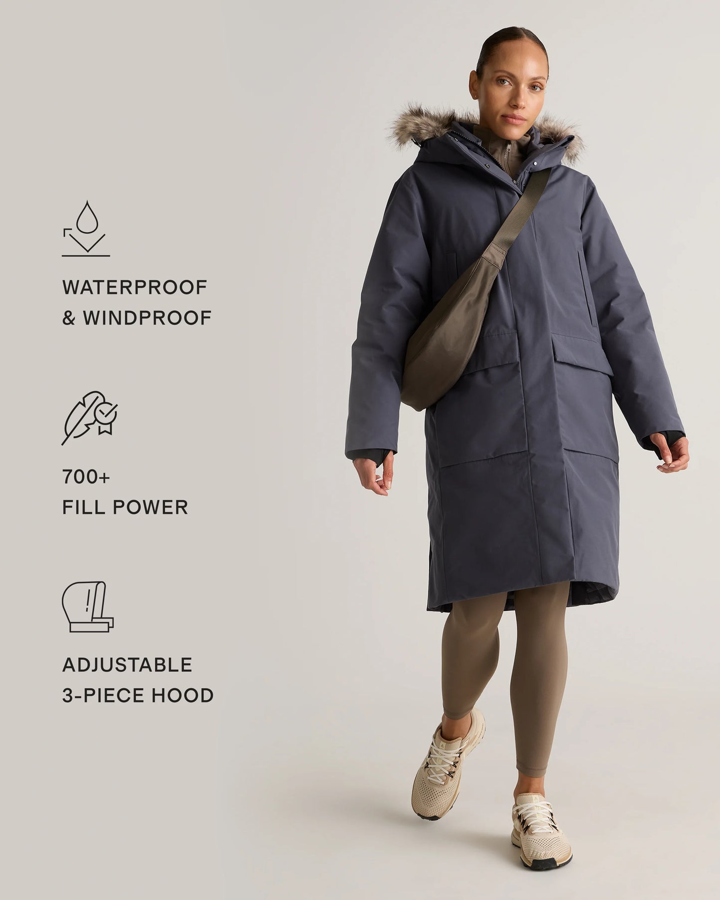Responsible Down Hooded Long Parka - XS / Storm Blue