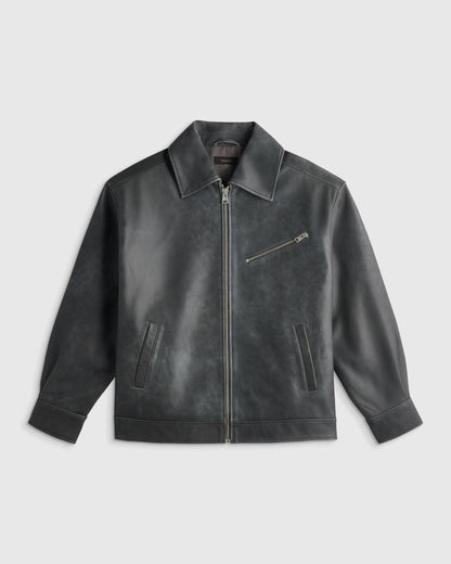 100% Leather Oversized Bomber Jacket - XS / Rich Brown