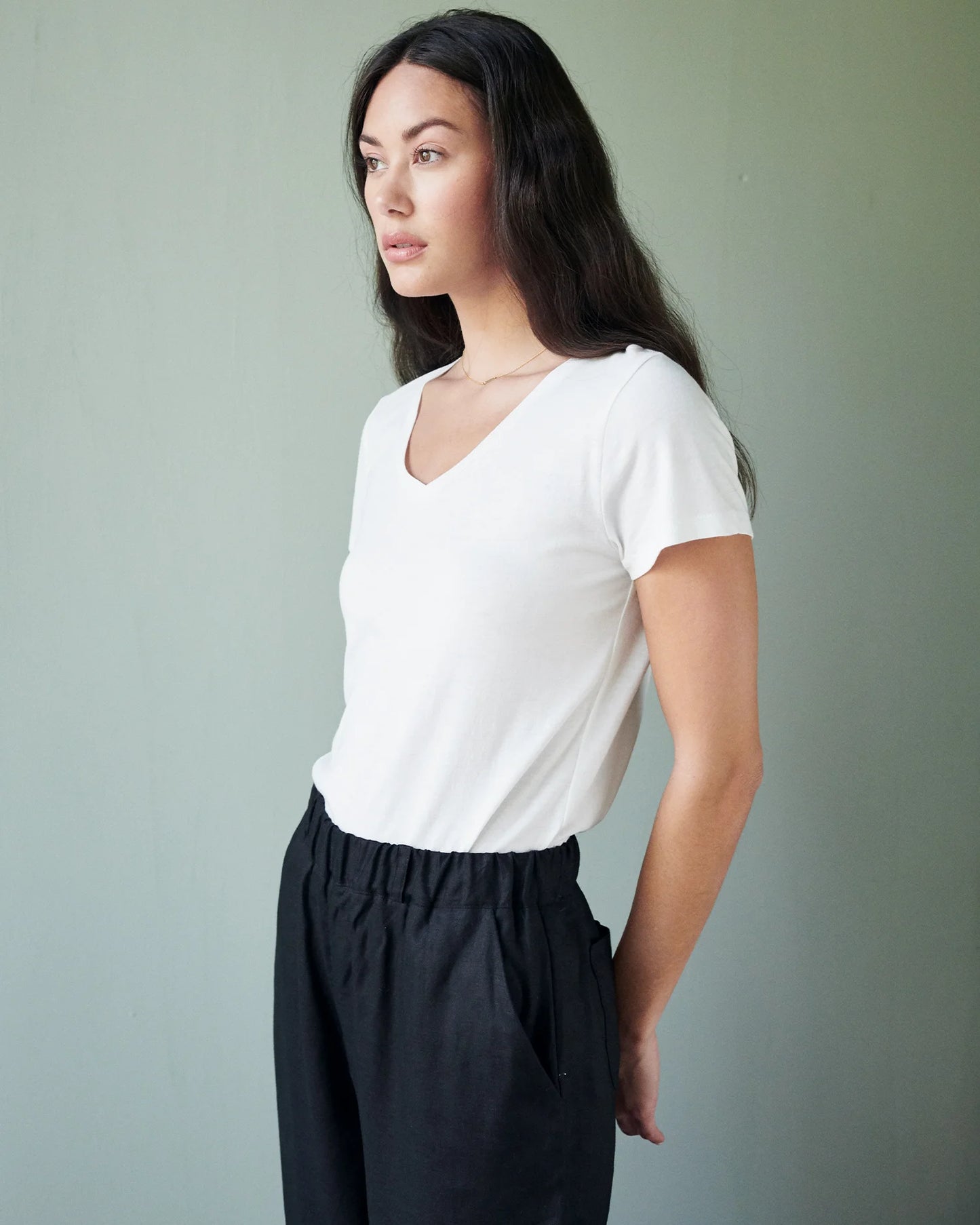 Cotton Modal V-Neck Tee - XS / Navy