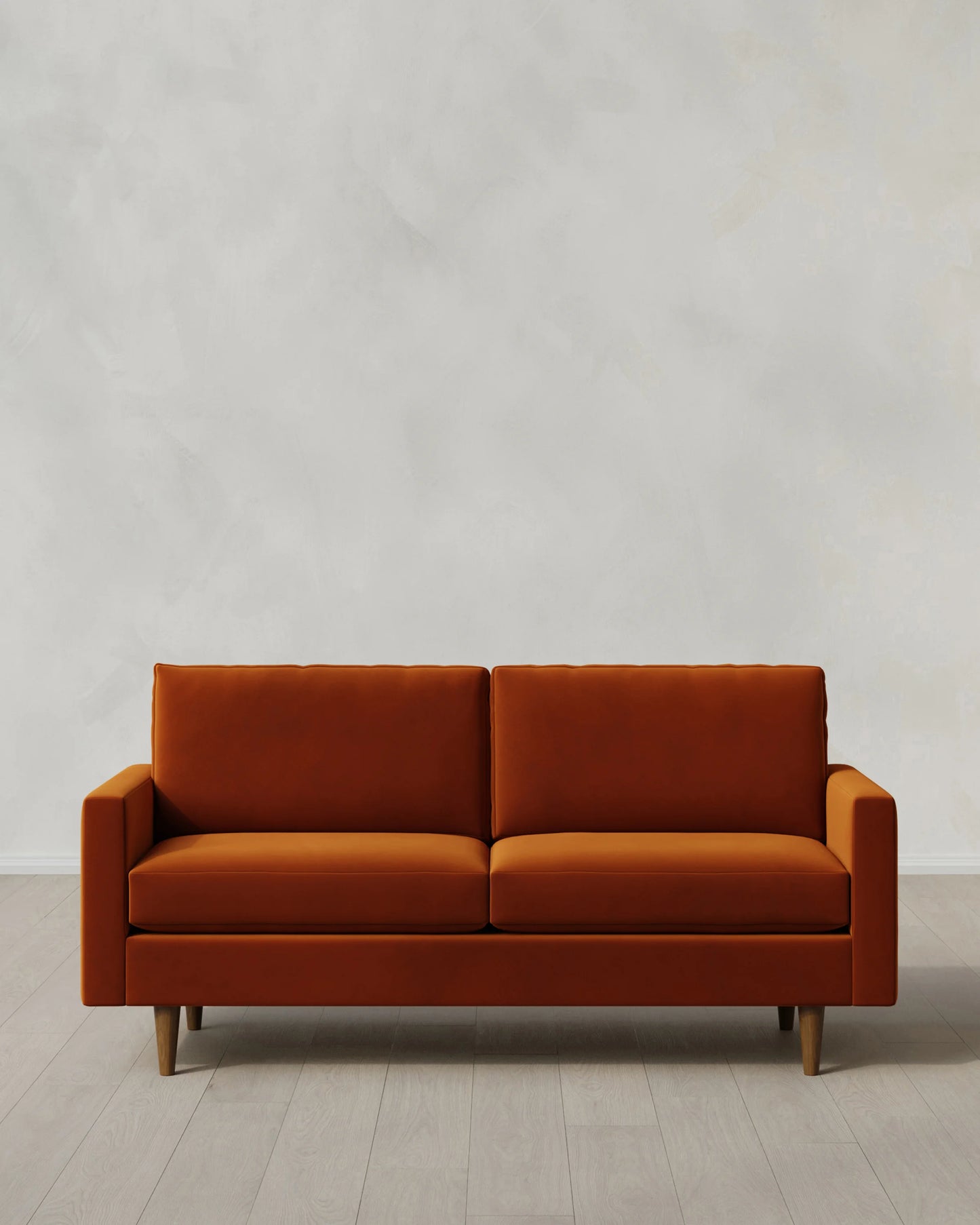 Atlas Midcentury Sofa in Performance Velvet - 6ft / Ivory