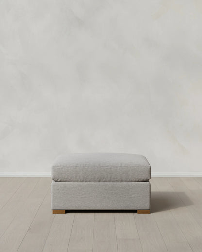 Hollis Slope Arm Ottoman in Performance Basketweave - 37" / Flax