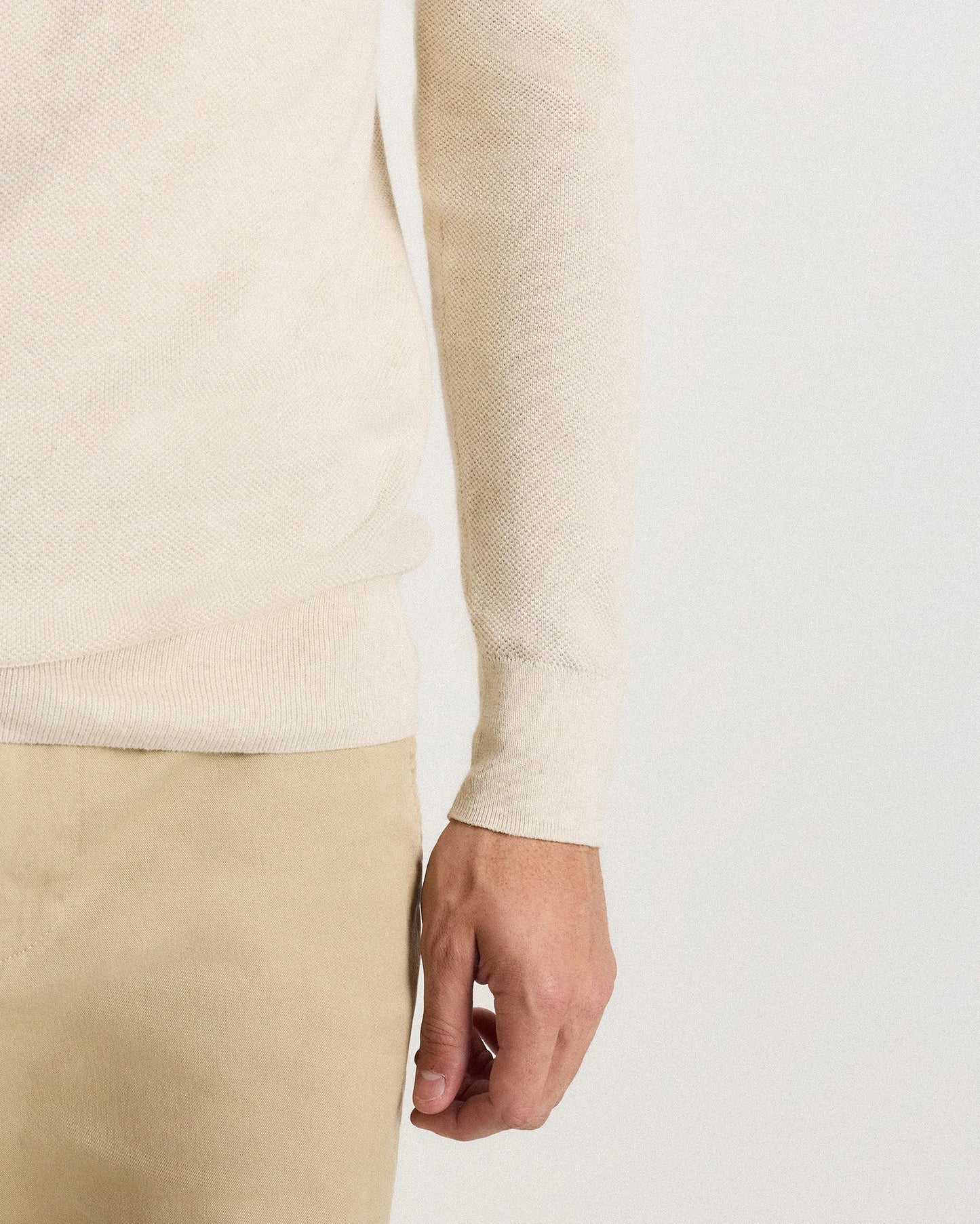 100% Organic Cotton Pique Crewneck Sweater - S / Moonstone Blue