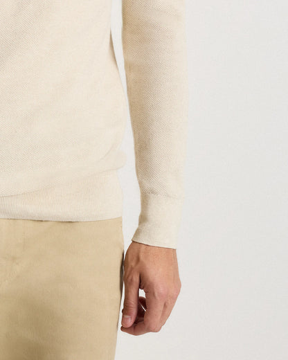 100% Organic Cotton Pique Crewneck Sweater - S / Moonstone Blue