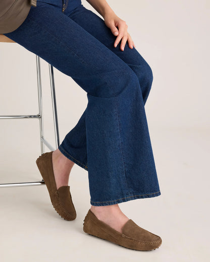 100% Suede Driver Loafer - 5 / Medium Brown