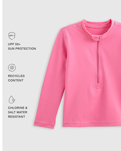 Long Sleeve Zip-Up Rash Guard - 2T / Yellow