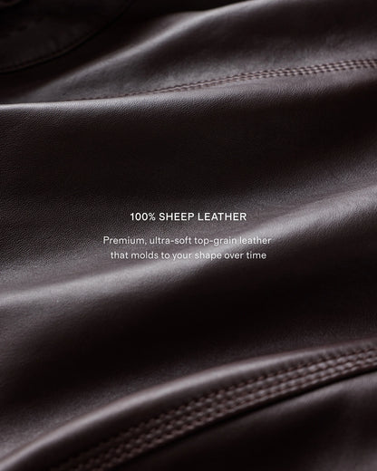 100% Leather Stand-Collar Jacket - XS / True Black