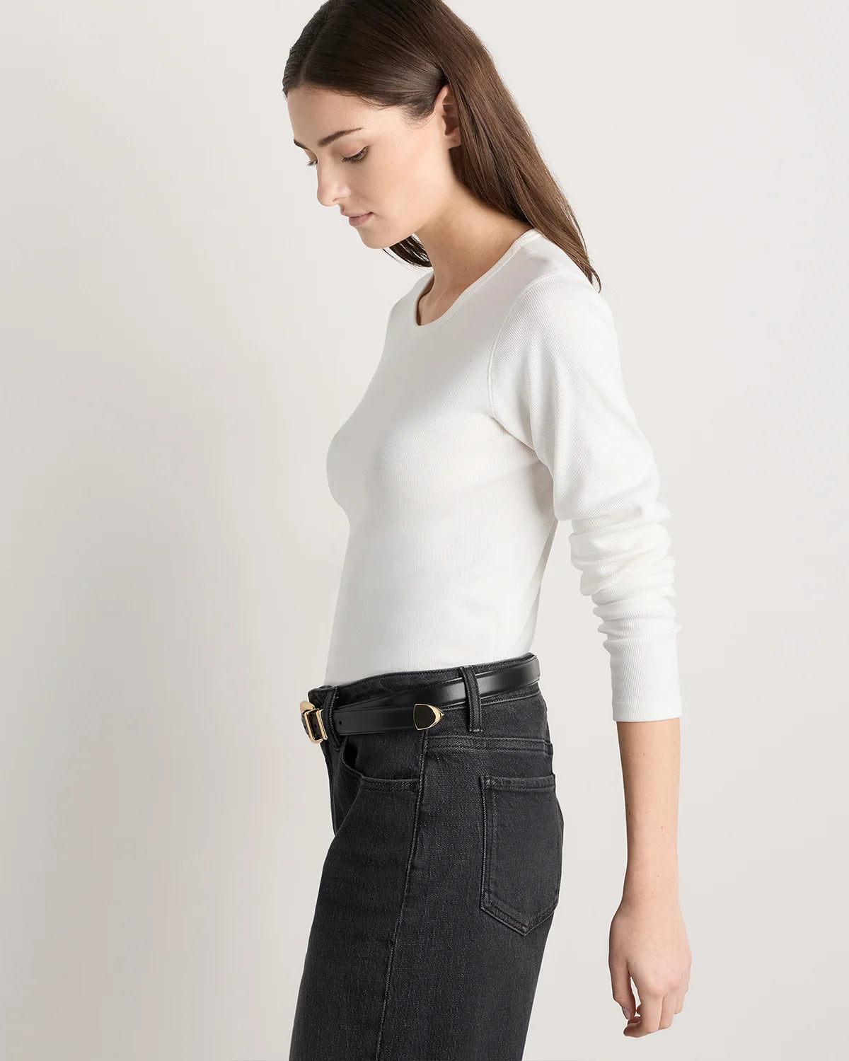 Organic Cotton Micro-Rib Long Sleeve Tee - XS / Moonstone Blue