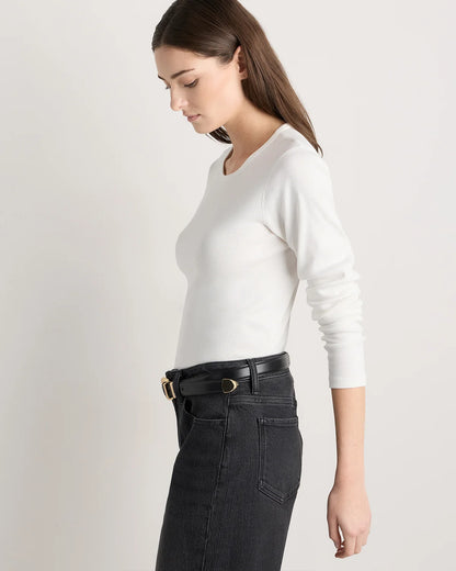 Organic Cotton Micro-Rib Long Sleeve Tee - XS / Moonstone Blue