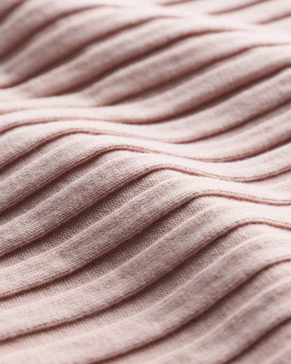 Cotton Cashmere Ribbed Long Sleeve Sweater - XS / Sugar Stone