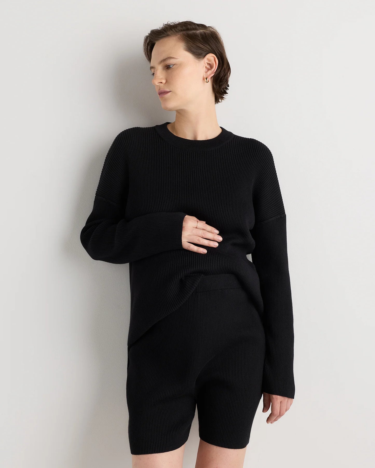 Cotton Cashmere Maternity Knit Shorts - XS / Mocha Heather