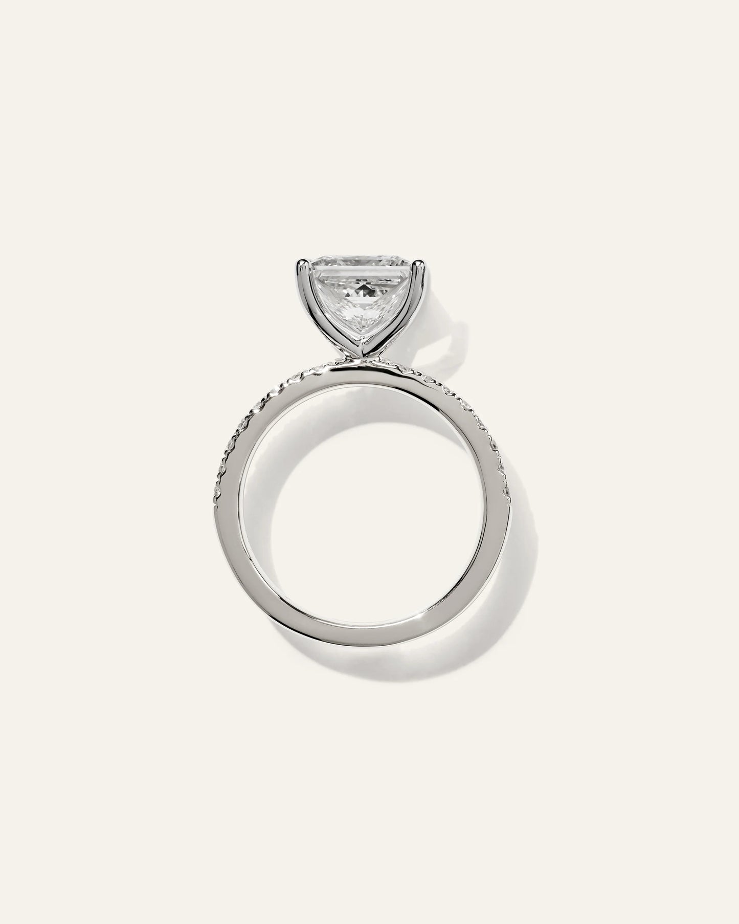 Lab Grown Diamond Princess Petite Pave Engagement Ring - 3ct - 4 / Yellow Gold