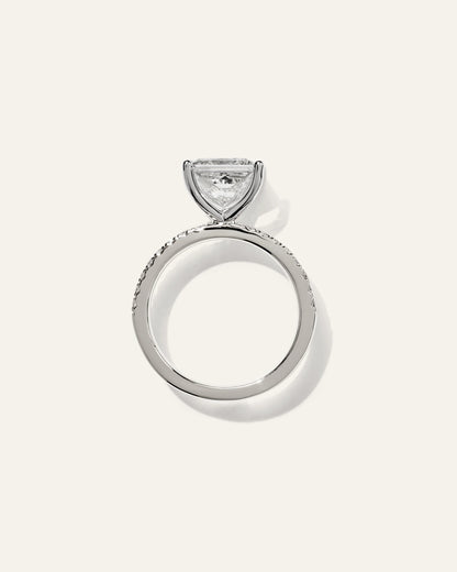 Lab Grown Diamond Princess Petite Pave Engagement Ring - 3ct - 4 / Yellow Gold