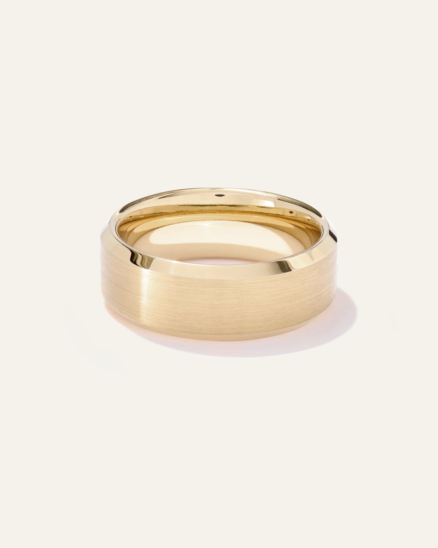 Tungsten Carbide Brushed Beveled Edge Band - 7 / 14K Gold Plated