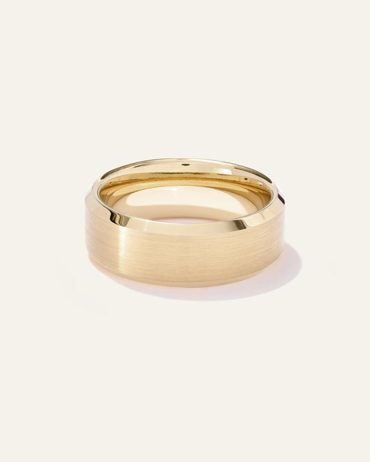Tungsten Carbide Brushed Beveled Edge Band - 7 / 14K Gold Plated