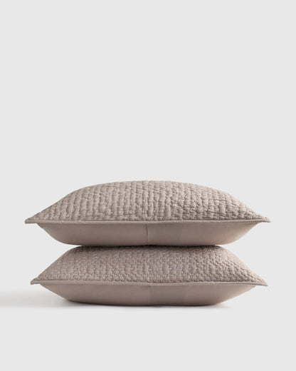 Organic Cotton Hand Stitched Quilted Sham Set - Standard / Ocean