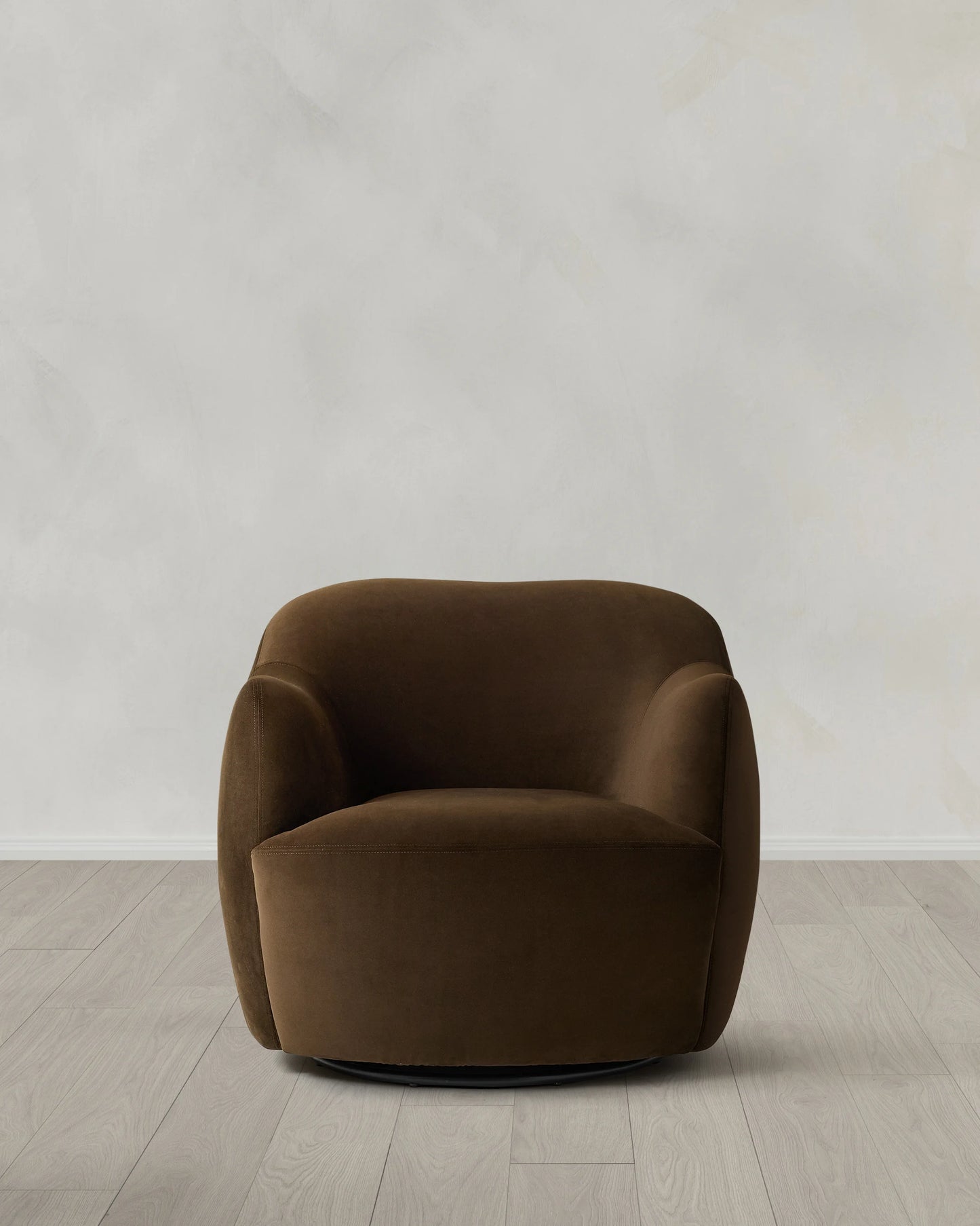 Performance Velvet Curved Arm Swivel Chair - One Size / Java
