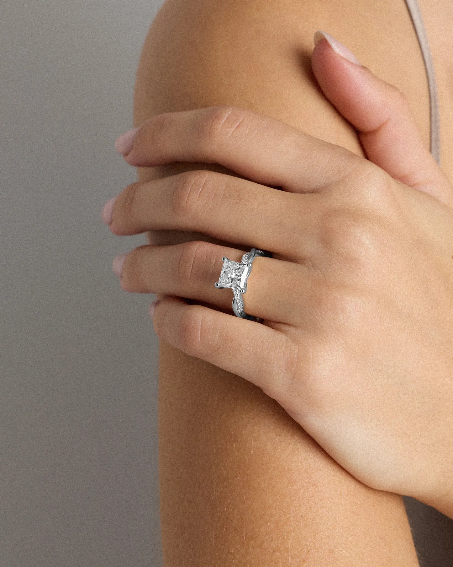 Lab Grown Diamond Princess Twisted Engagement Ring - 2.5ct - 4 / Yellow Gold