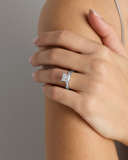 Lab Grown Diamond Princess Twisted Engagement Ring - 2.5ct - 4 / Yellow Gold