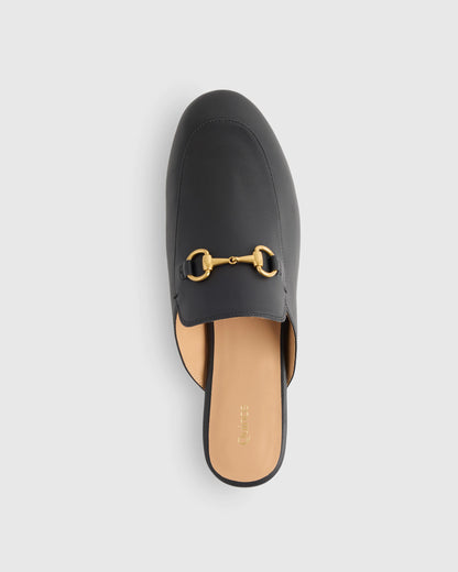 Italian Leather Horsebit Loafer Mule - 5 / Garnet