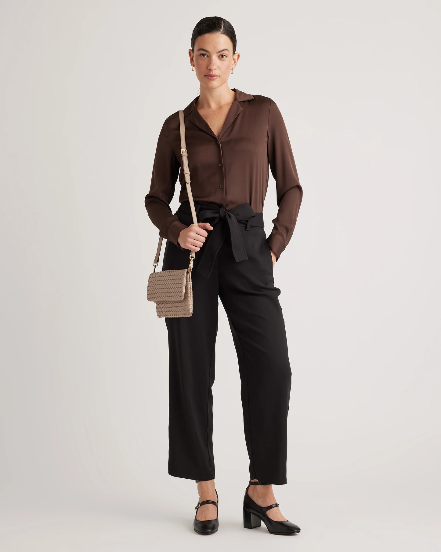 Italian Leather Handwoven Convertible Clutch - One Size / Cognac