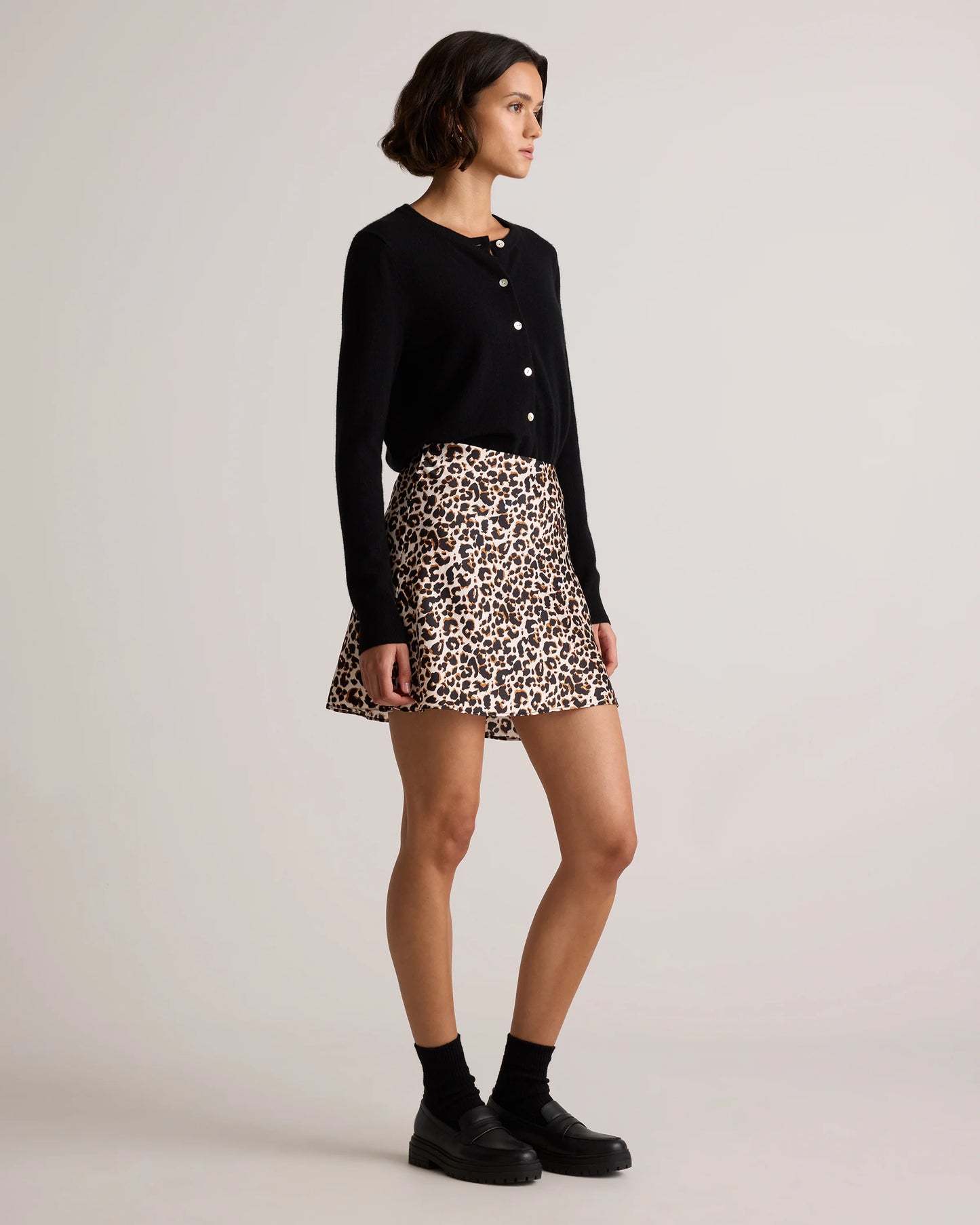 100% Washable Silk Mini Skirt - XS / Champagne