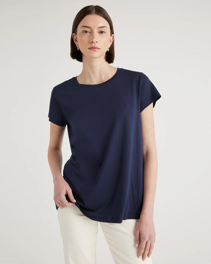 Cotton Modal Crew Neck Swing Tee - XS / White